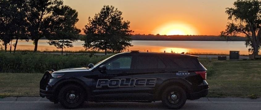 Buffalo Police squad car with Buffalo Lake background